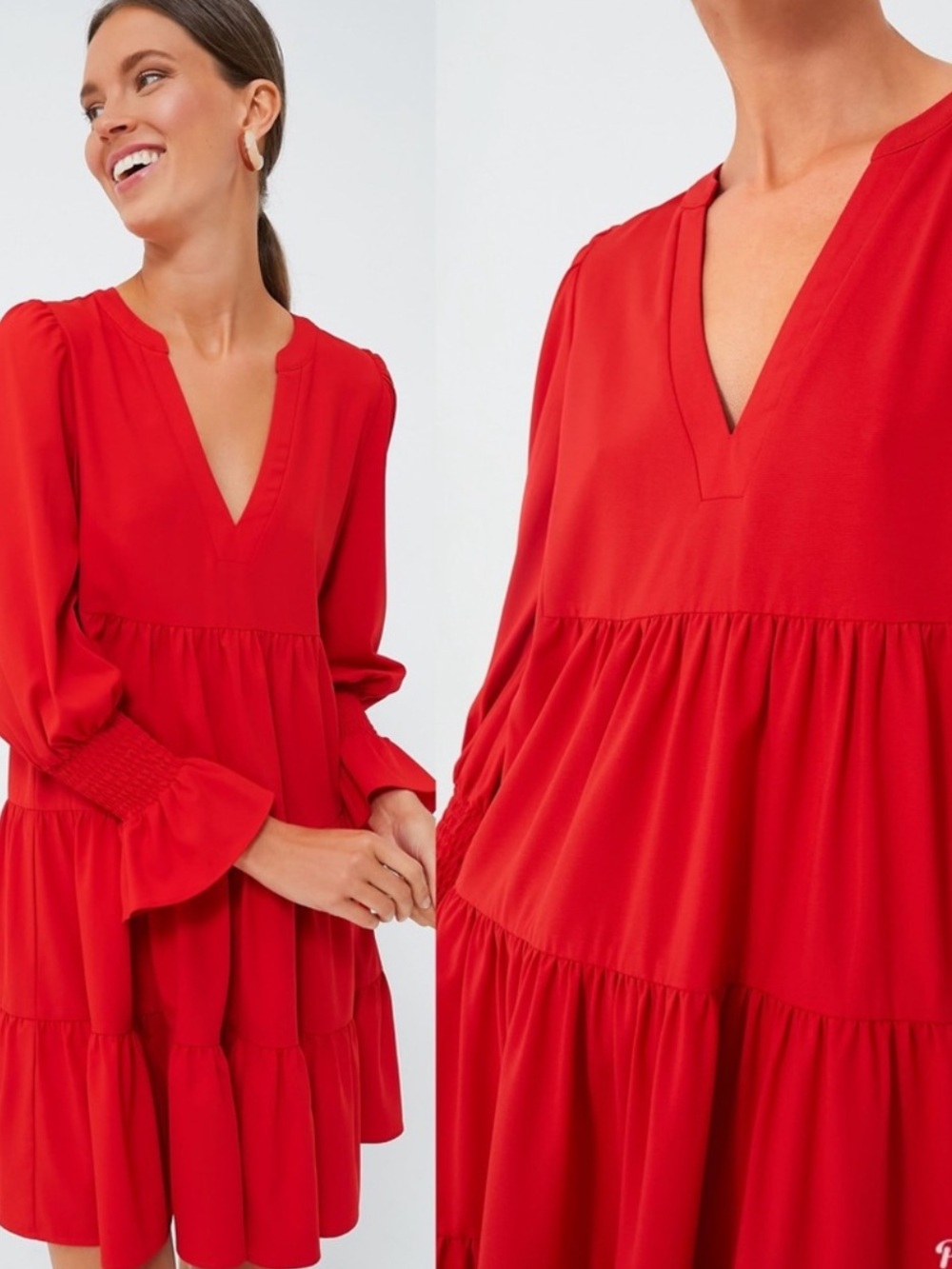 POMANDER PLACE Red Crepe Kenzo Dress size M